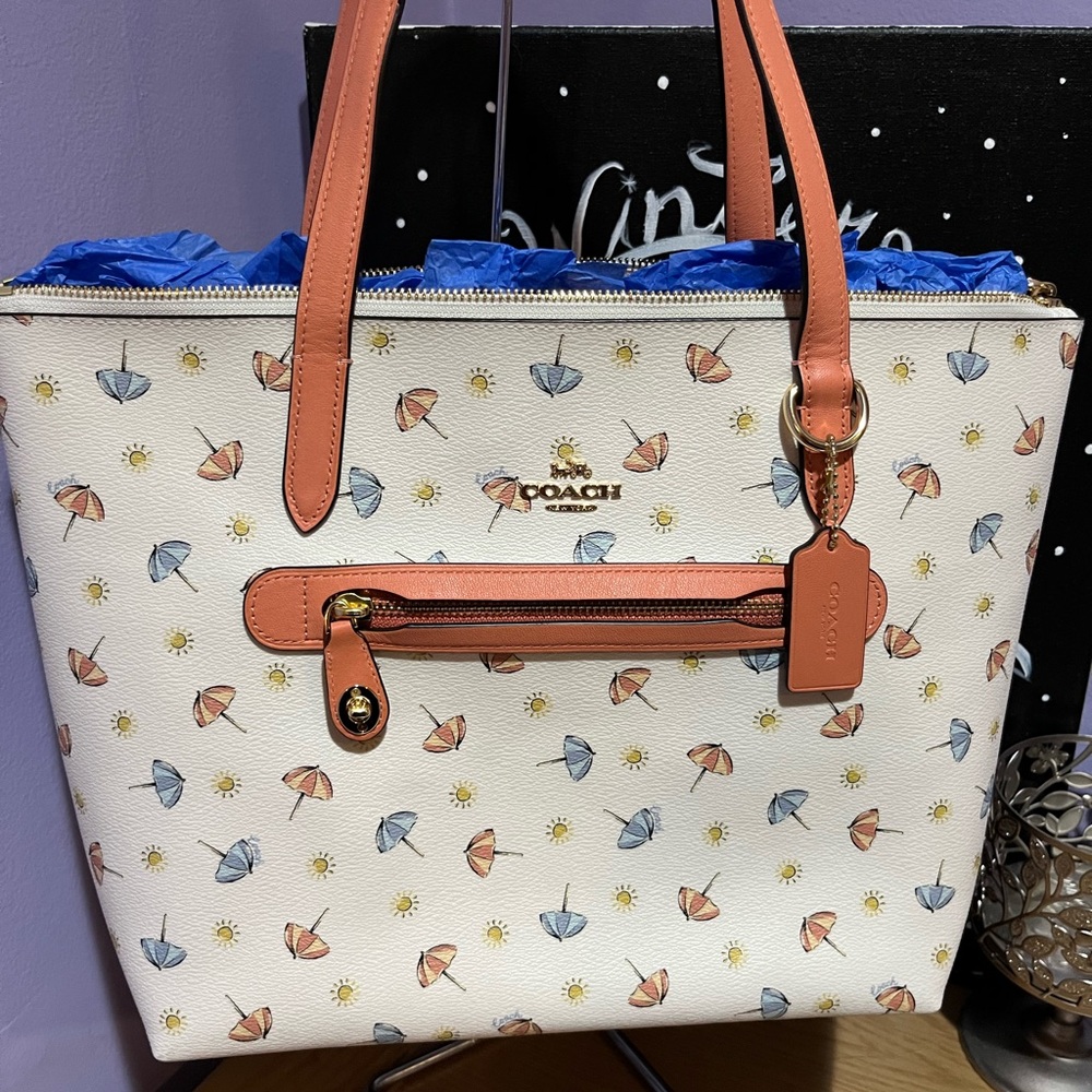 Rare Coach Beach Umbrella Taylor Tote Chalk